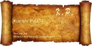 Kurth Pál névjegykártya